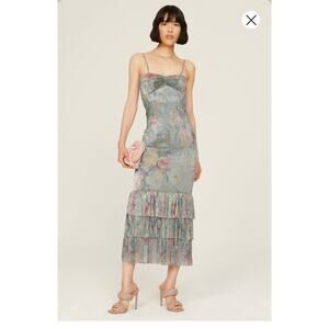 MIA VESPER Dusky Florals Multicolored Sweetheart Mermaid Shaped Dress size Large